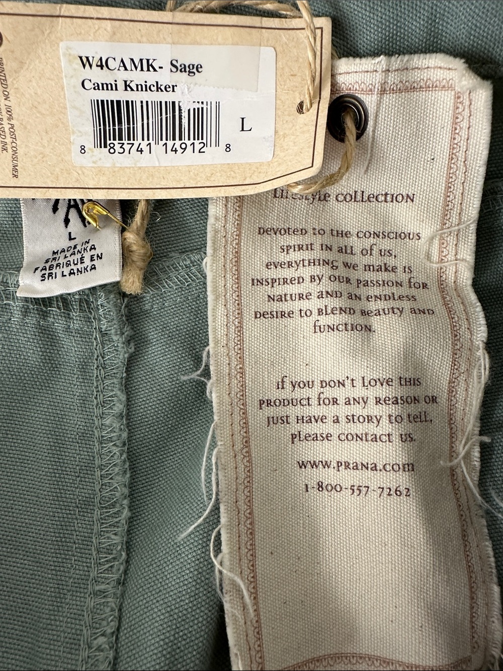 NWT PrAna Shorts Cami Knicker Sage Green Women’s Size Large - Picture 7 of 9